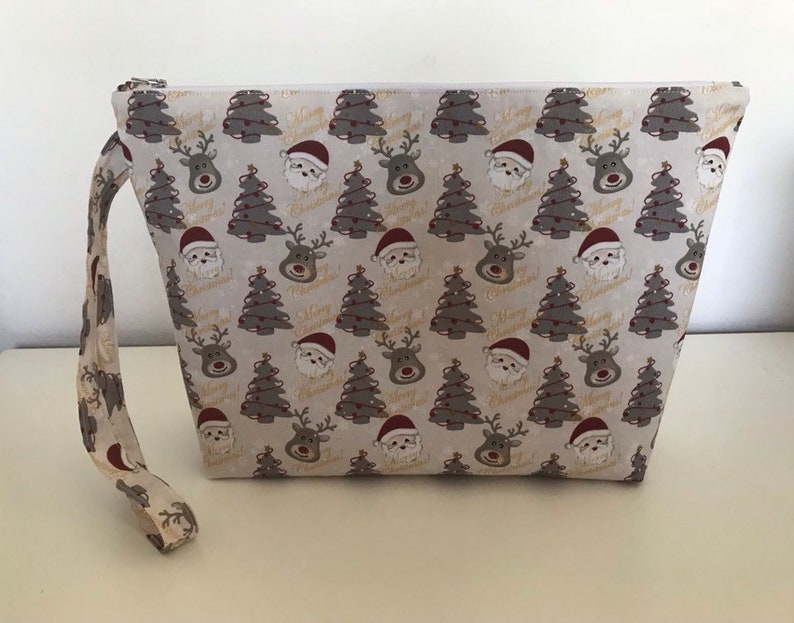 wip bag Christmas project bag crochet project bag sweater project bag Holiday project bag Santa Project Bag Large knitting project bag