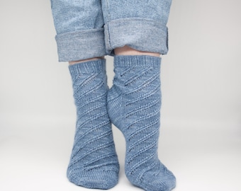 PDF Ripped Jeans Sock Knitting Pattern, Knitting Pattern, Lace Sock Knitting Pattern, BumpyCrafts PDF Pattern,