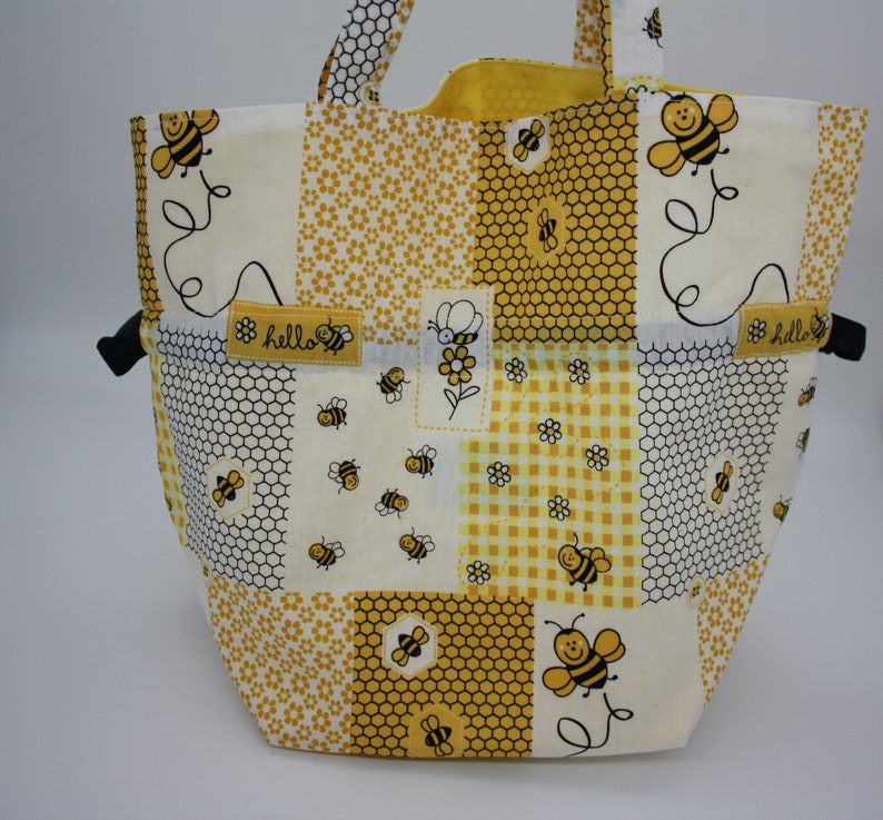Dumpling bag Cute bag 100/% Cotton Gift bag Sock Project Bag Crochet Project Bag BumpyCrafts Knitting Project Bag Bee Project Bag