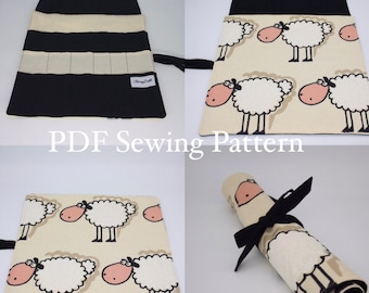 Patrón PDF, Patrón de rollo de aguja y gancho, Patrón de costura, Tutorial de costura organizadora, Patrón PDF organizador BumpyCrafts,