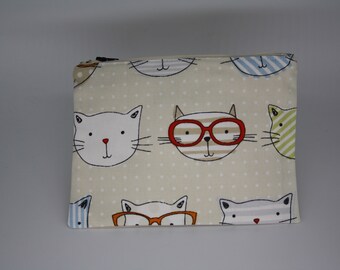 Cat Notions pouch, knitting pouch, accessories bag, notions bag, knitting pouch, BumpyCrafts