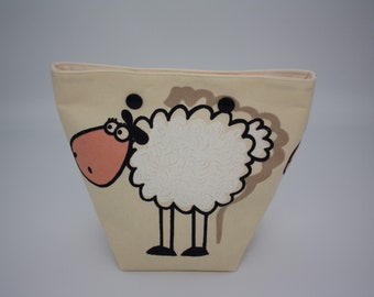 Sheep Yarn Sack, Yarn bag, Ball bag, snap close yarn bag, cake sack, project bag, knitting bag, yarn cosy, wool sack, wool bag, BumpyCrafts