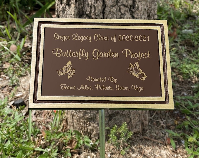 Personalized Outdoor Memorial Plaque | Engraved Aluminum Sign with Stake | Custom Garden, Dedication, Plant & Tree Marker