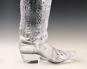 5" Crystal Glass Boot, Ralph Lauren Style Cowboy Boot, Vintage Glass Figurine, Western Gift