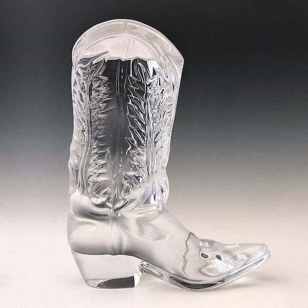 5" Crystal Glass Boot, Ralph Lauren Style Cowboy Boot, Vintage Glass Figurine, Western Gift