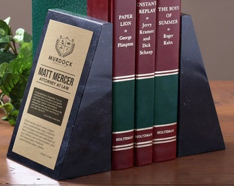 Personalized Marble Wedge Bookends, Office Decor, Home Bookshelf Decor, Graduation Gift, Lawyer Gift