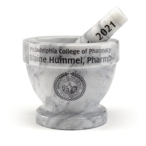 5&quot; Personalized White Marble Mortar and Pestle - Custom Engraved