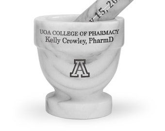 4" Personalized White Marble Mortar and Pestle - Custom Engraved