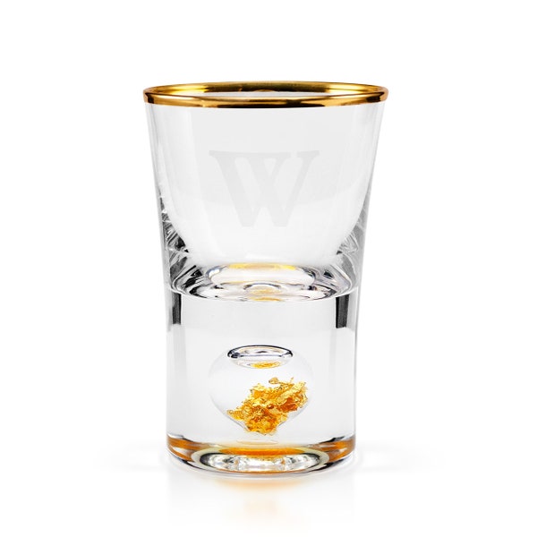 Engraved Gold Flake Shot Glass 1.5oz