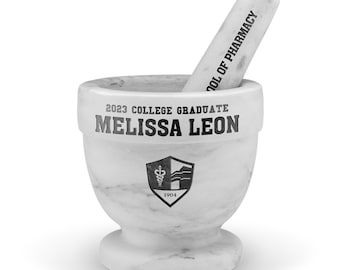 4" Personalized Chalk White Marble Mortar and Pestle - Custom Engraved