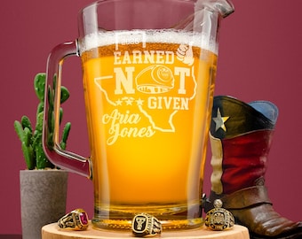 Engraved 60oz Pitcher, Etched Celebration Beer Jug, Customized Aggie Ring Dunk Pitcher