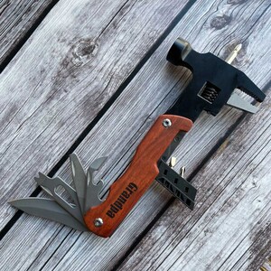 Personalized Multi-Tool Hammer: Engraved Rosewood Handle, Handyman Gift