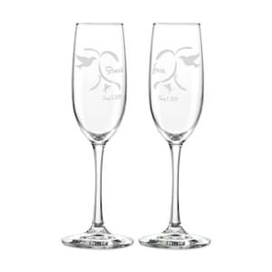 Doves of Love Personalized Pair of Champagne Flutes