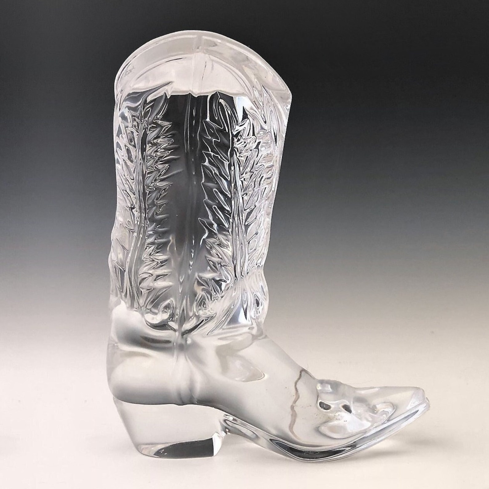 5 Crystal Glass Boot, Ralph Lauren Style Cowboy Boot, Vintage Glass