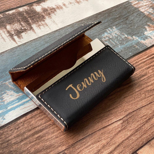 Personalized Vegan Leather Business Card Carrying Case