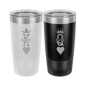 King and Queen of Hearts Personalized - Insulated Stainless Steel Tumbler Set of 2