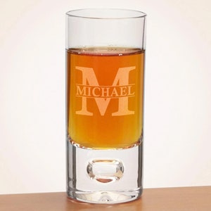 Engraved Crystal Shooter Glass with Bubble Base 3oz