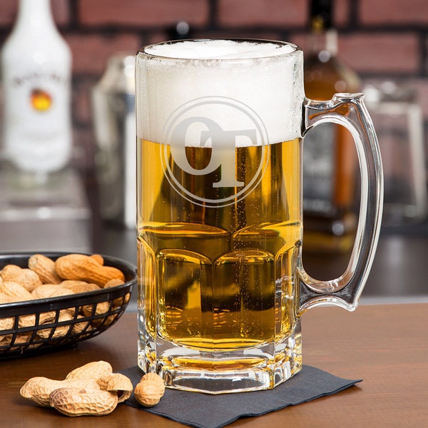 Engraved Glass Super Sized Beer Mug