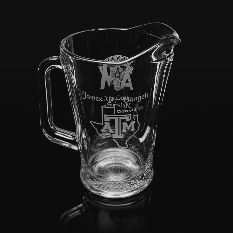 Engraved 60oz Pitcher, Etched Celebration Beer Jug, Customized Aggie Ring Dunk Pitcher image 5