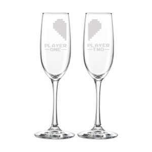 Player One and Two Pair of Champagne Flutes