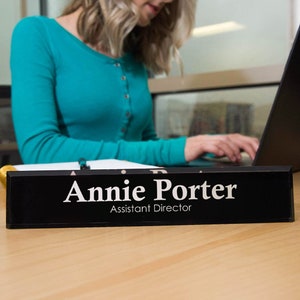 Engraved Black Acrylic Desk Name Plate