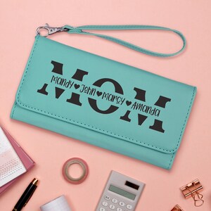 Cartera de mujer con correa / Regalo para ella / Cartera de piel sintética / Regalo para mujer / Cartera con correa / Cartera de mano personalizada
