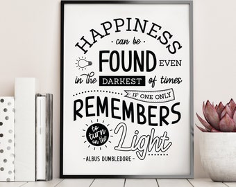 Szczęście można znaleźć nawet w najciemniejszych chwilach, DRUKOWANA grafika ścienna, inspirujący wystrój domu, POBIERZ cyfrowo, przyjazny dla rodziny, typografia
