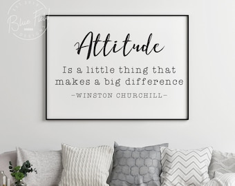 Winston Churchill Quote Print, Attitude Wall Art (Digital Download)