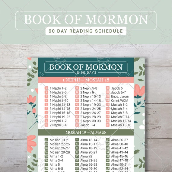 Book of Mormon 90-Day Reading Chart, LDS Printable (Digital Download)