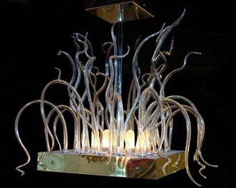 Vintage Livia Murano Glass Suspension Chandelier Light by Andromeda