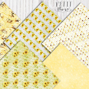 Sunflower Digital Paper Pack Sunflowers Floral Paper Pack Yellow ...