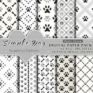 Dog Digital Paper Pack dog paw paper pack pet paper pack dog paw prints Scrapbook Album 12x12 inches