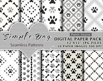 Dog Digital Paper Pack dog paw paper pack pet paper pack dog paw prints Scrapbook Album 12x12 inches