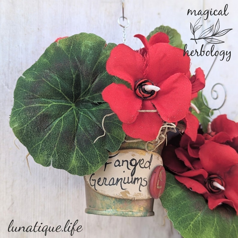 Holiday Herbology FanGeD potted GeRAniuMs Ornament image 10