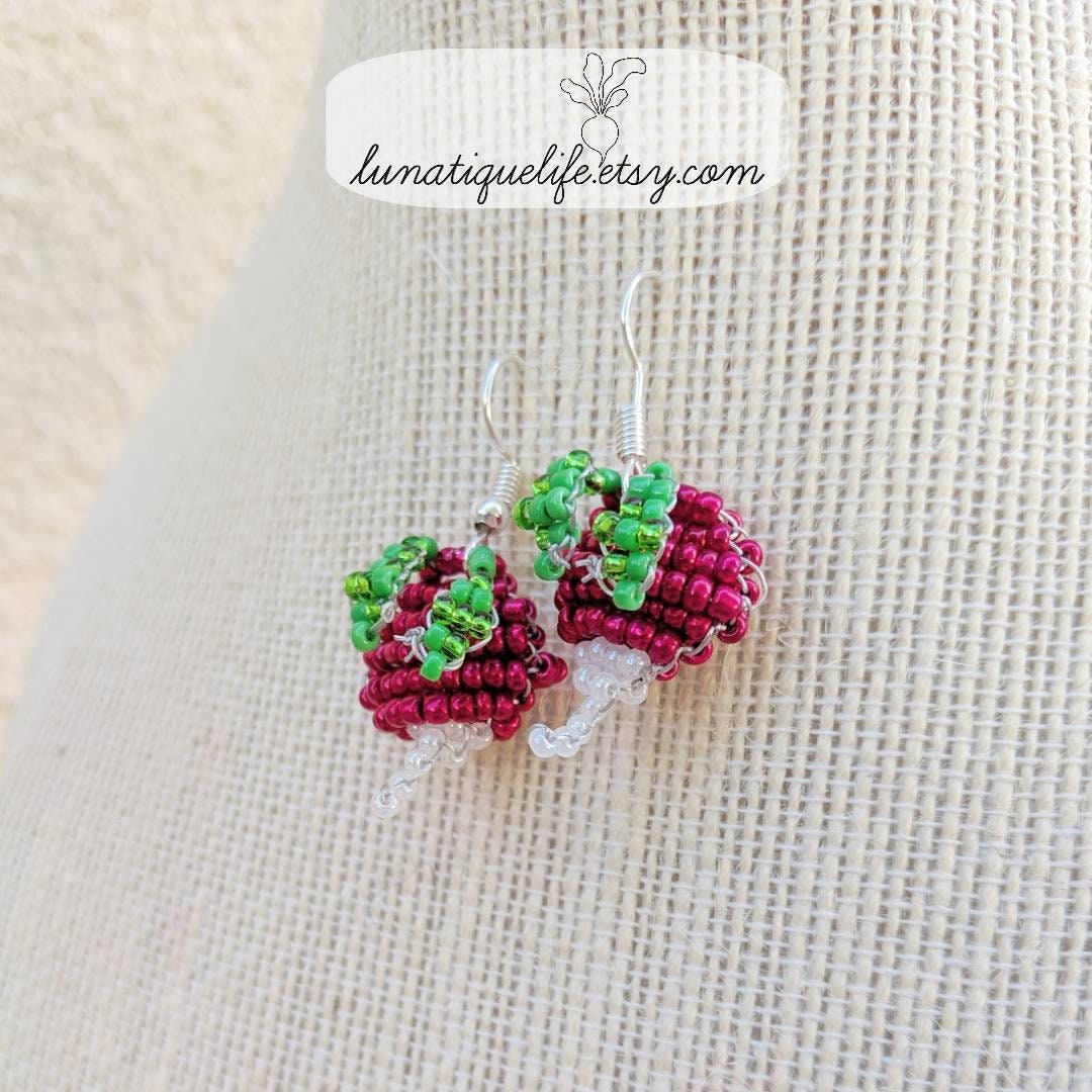 Petite QuiTe pOssibLy MaGiCaL beaded radish earrings Etsy