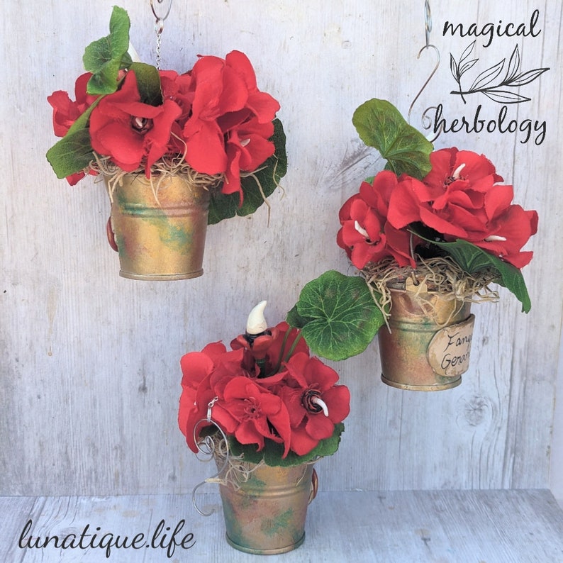 Holiday Herbology FanGeD potted GeRAniuMs Ornament image 3