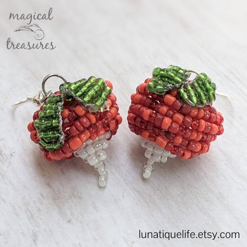 Slightly Magical Beaded Radish Earrings Etsy