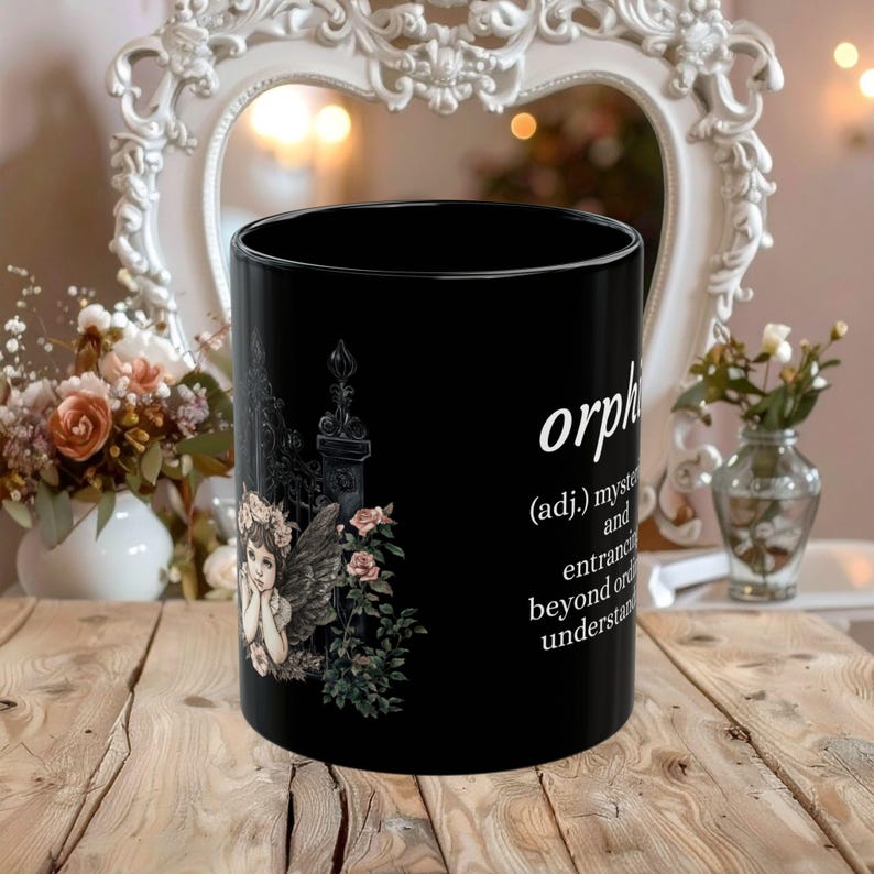 Gothic Angel Mug, Dark Coquette Decor imagen 4