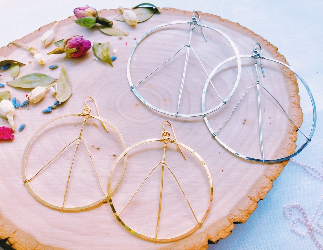 Peace Sign Earrings Lightweight Hoop Earrings / Peace Sign Jewelry ...