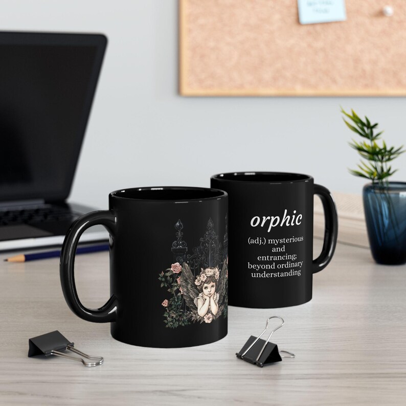 Gothic Angel Mug, Dark Coquette Decor imagen 6