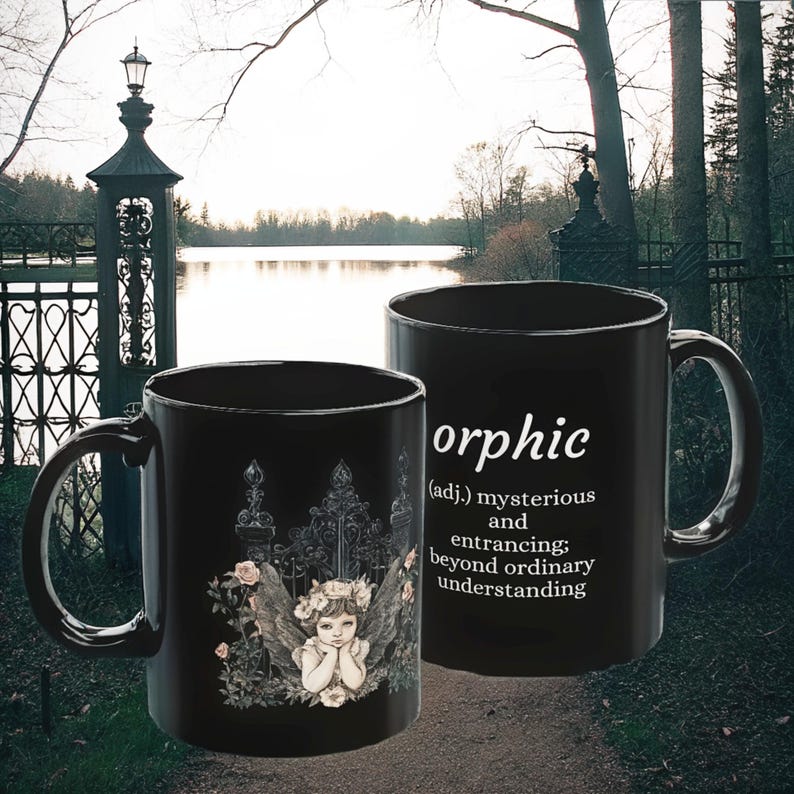 Gothic Angel Mug, Dark Coquette Decor imagen 1