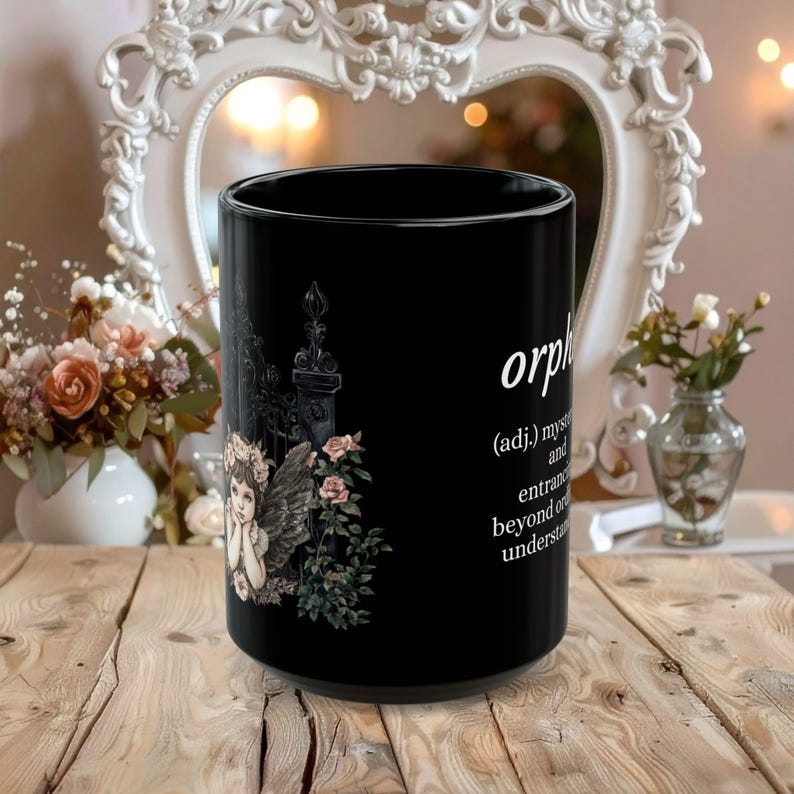 Gothic Angel Mug, Dark Coquette Decor imagen 9
