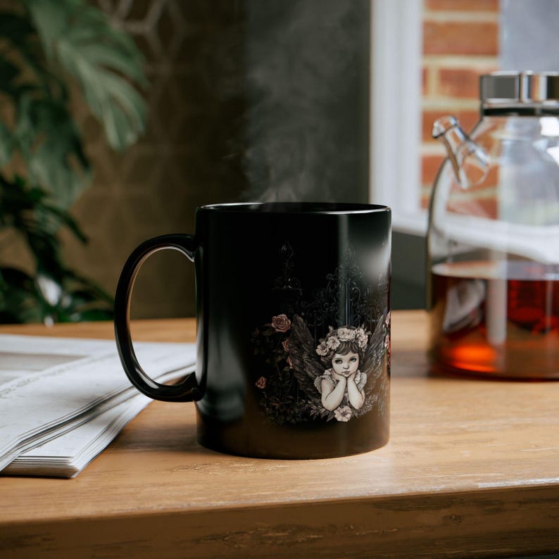 Gothic Angel Mug, Dark Coquette Decor imagen 7