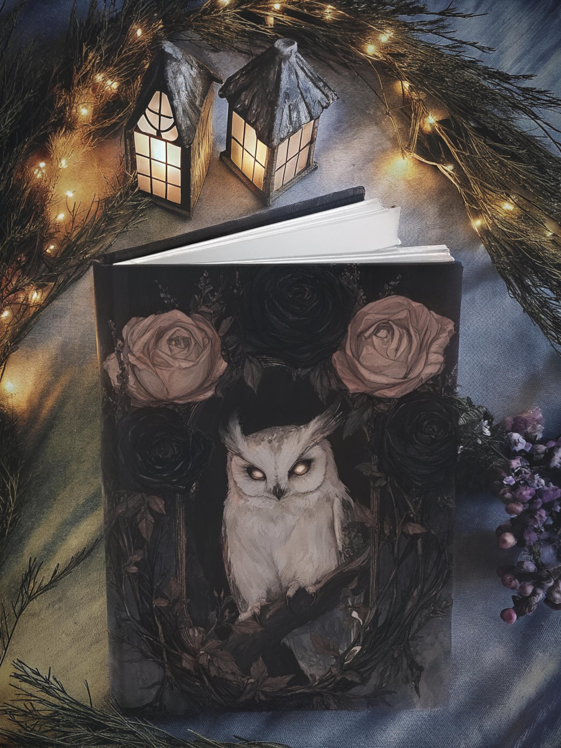 Mystical Owl & Mushroom Hardcover Journal, Dark Academia Journal, Dark Cottagecore Journal, Dark