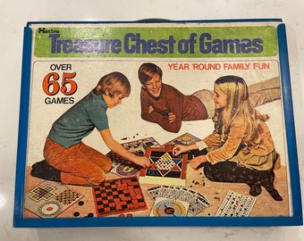 1969 VGC Complete Hasbro Treasure Chest of 65 Games 6130