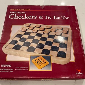 Cardinal 3 Games in 1 Set, Travel Tin, Open Box, Checkers, Chess & Tic-Tac- Toe