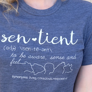 Sentient Vegan Shirt,Vegan Clothing,Vegan Tshirt,Vegan Gift, Friends Not Food