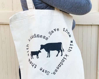 Vegan Tote Bag,Vegan Shoulder Bag,Reusable Grocery Bag,Recycled Cotton,Vegan Gift Idea