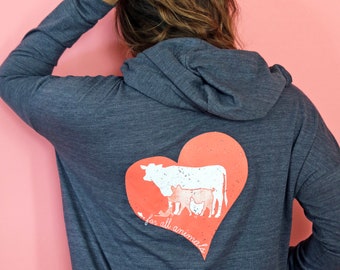 Vegan Hoodie, For All Animals Eco-Jersey Vegan Shirt