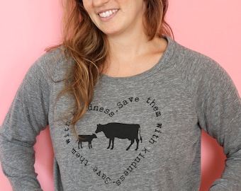 Save Them With Kindness Vegan Long Sleeve Shirt, Eco-Friendly Vegan Clothing